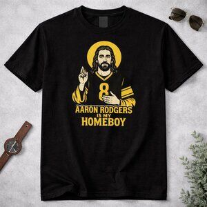 NFL QB #8 Is My Homeboy Saint Halo Black Funny Football Graphic Tee